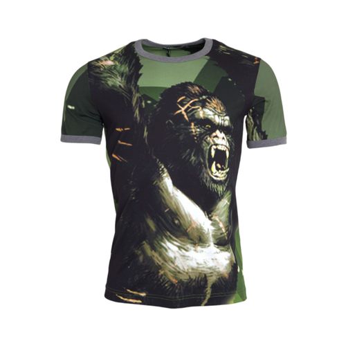 Gorilla Print T-shirt Korte Mouwen Ronde Hals