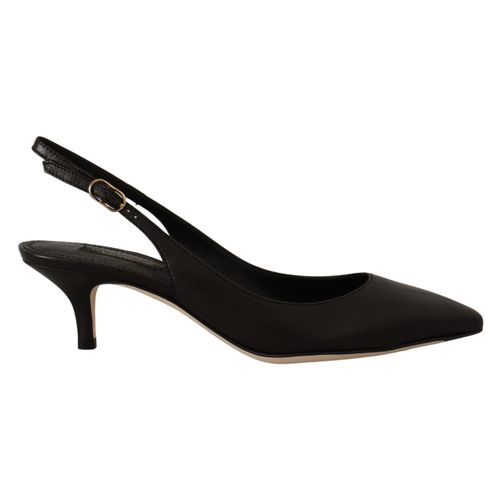 Leren Slingback Hakken Zwarte Hakken