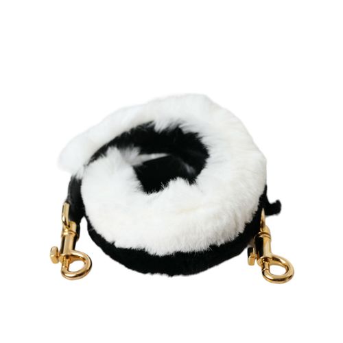 Zwart Witte Konijnenbont Accessoire Schouderband