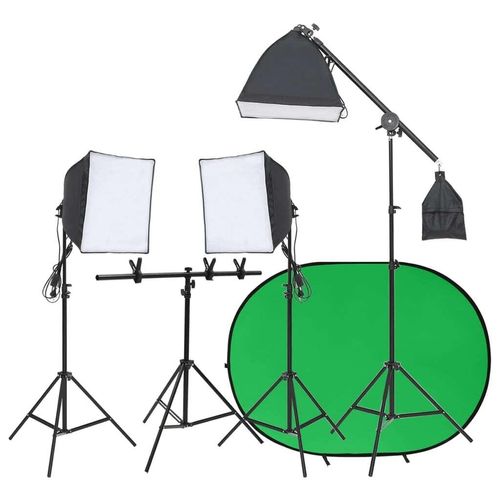 Fotostudio-Set mit Leuchten und Hintergrund