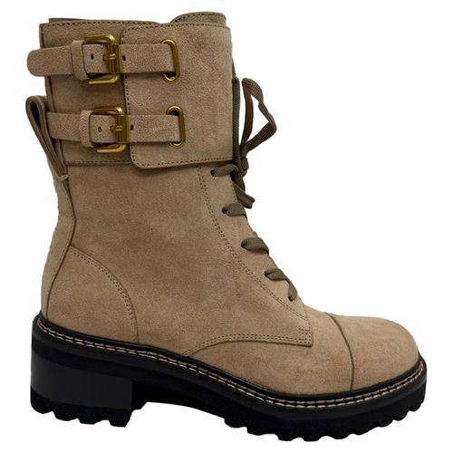 See by Chloé Mallory Combat enkellaarsjes in beige suède