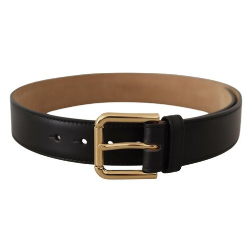 Leren Riem Zwart Gouden Gesp