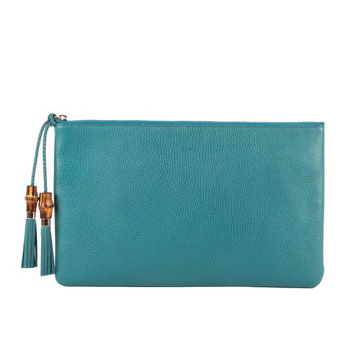 Bamboo Braided Tassel Zip Clutch Clutch