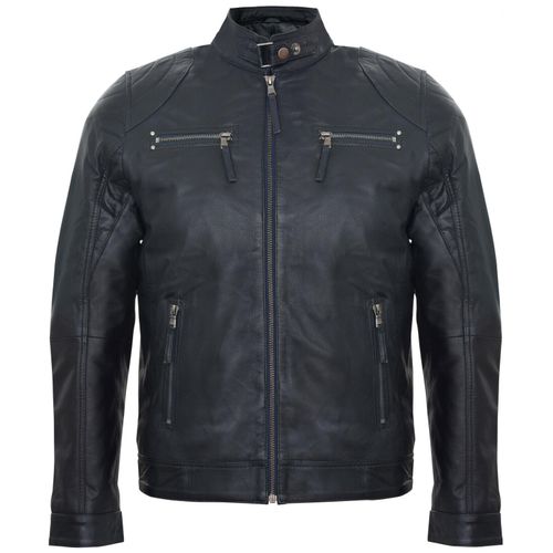 Leren biker racejack met rits