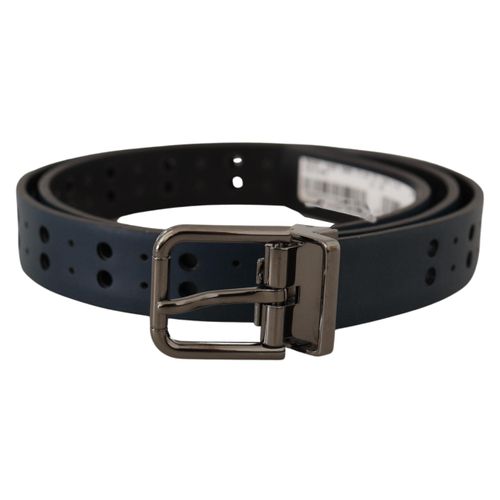 Perforated Leren Riem Blauw