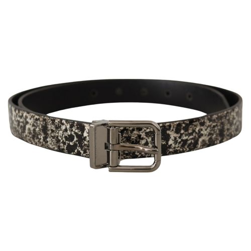 Geprinte Leren Riem Zwart en Wit