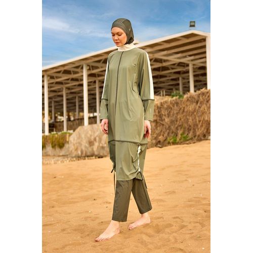 Khaki Modest Full Coverage Badeanzug – Islamisches Burkini-Set
