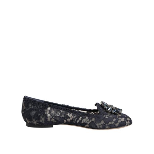 Dolce & Gabbana Blauwe Taormina Kant Kristallen Ballerina's
