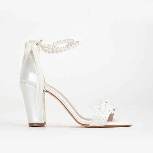 Helene Lace Bridal Heeled Sandalen with Pearls
