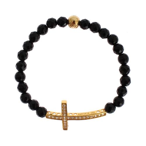 Nialaya Agaatsteen Gouden CZ Kruis 925 Zilveren Armband