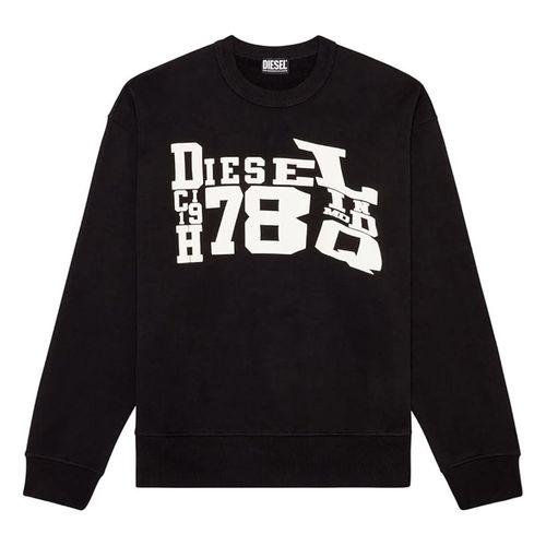 Diesel Unisex Sweatshirt met vervormd logo voor volwassenen (Zwart)