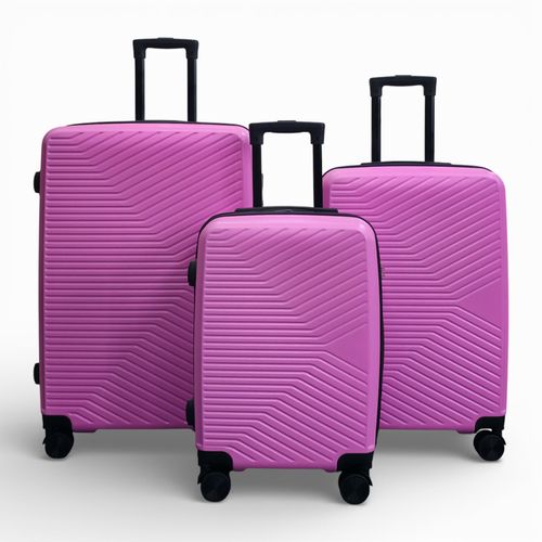 Roze hardshell koffer 8-wielige bagageset van 3