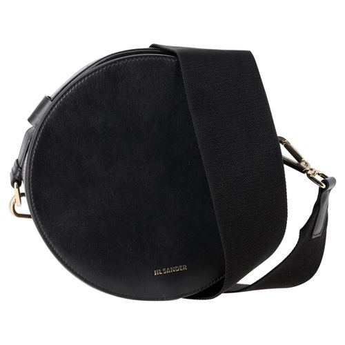 Jil Sander Kleine Trommelhandtas in Zwart Leer