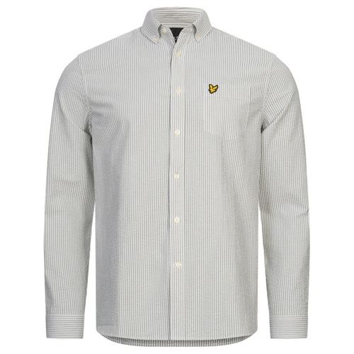 Lyle & Scott Langarm-Seersucker-Strike-Hemd in Weiß