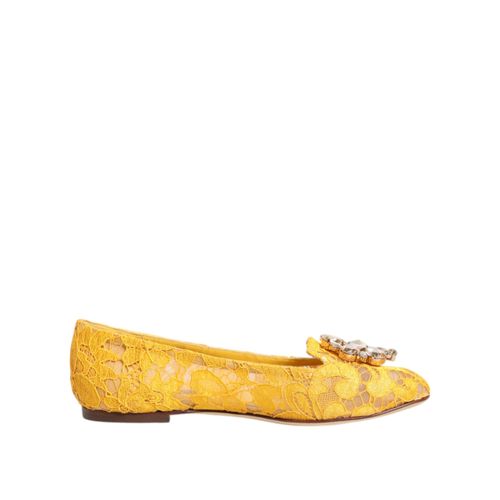 Dolce & Gabbana Gele Taormina Kanten Kristallen Ballerina's