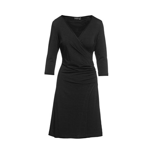 Schwarzes Faux Wrap Kleid aus nachhaltigem Stoff