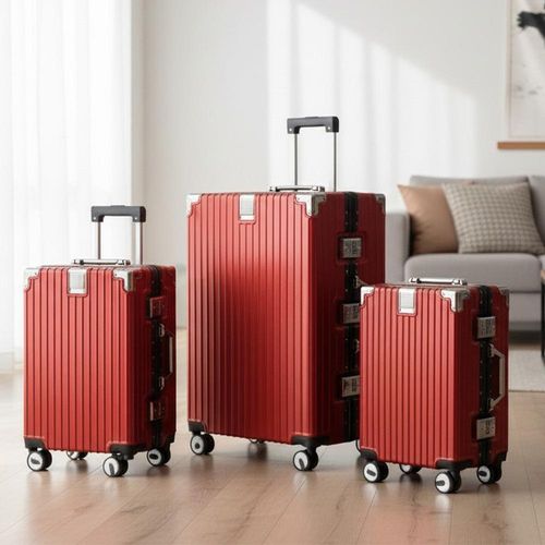 Red Hardshell Dual 4 Wheel ABS Bagagetrolley Hard Shell Cabin Koffer Set