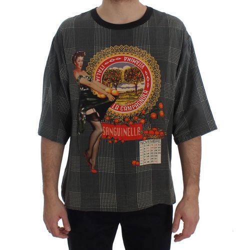 Dolce & Gabbana Men's Crewneck SANGUINELLA ITALIA Print Zijde T-shirt