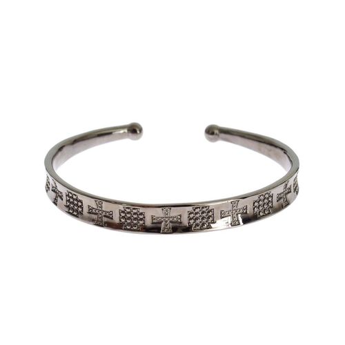 Nialaya Grijze Rhodium 925 Zilveren Bangle Armband