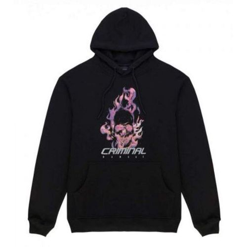Krimineller Schaden Flamin Schädel Männer schwarzer Kapuzenpullover
