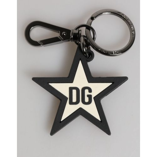 Witte Zwarte DG Logo Ster Rubber Heren Sleutelhanger Sleutelpunt