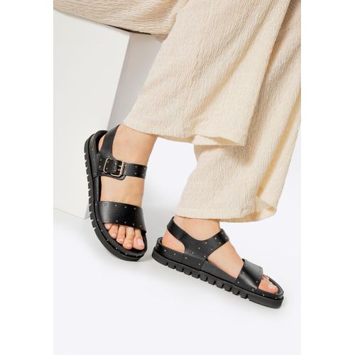 Wittchen Dames Leren Sandalen met Klinknagels Zwart Natuurlijk Leer
