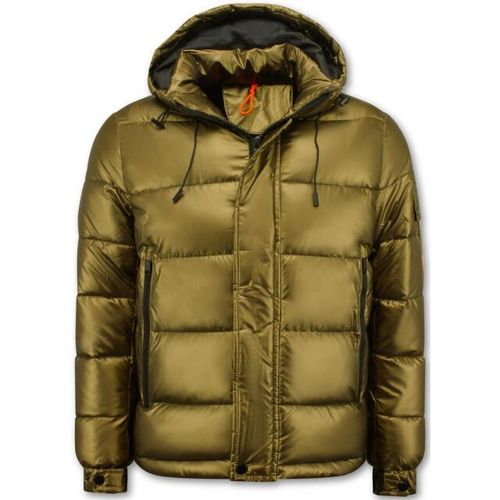 Enos Goudkleurige puffer jas met capuchon
