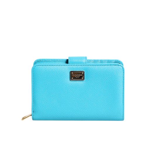 Lichtblauwe Leren Bifold Continentale Clutch Portemonnee