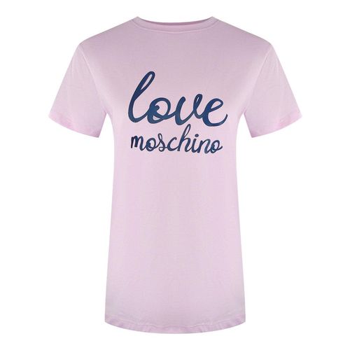 Moschino T-shirt Mit Geschwungenem Logo In Pink