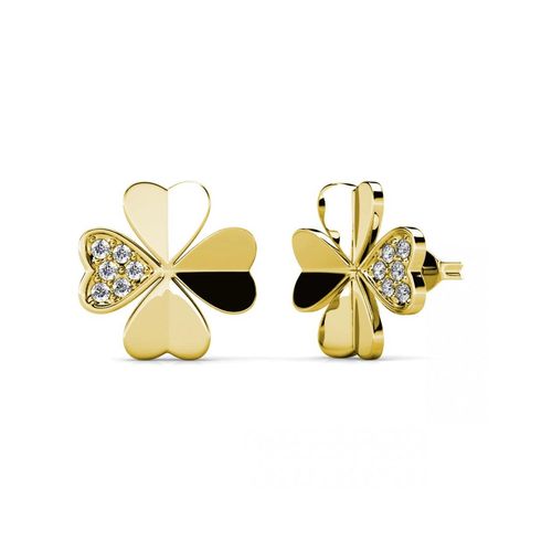 Kleeblatt-Ohrringe - Gold und Kristall