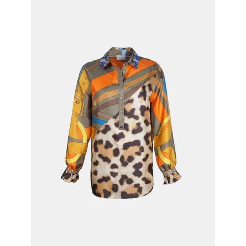 Mucho Gusto ® blouse santa monica luipaard oranje met gratis sjaal