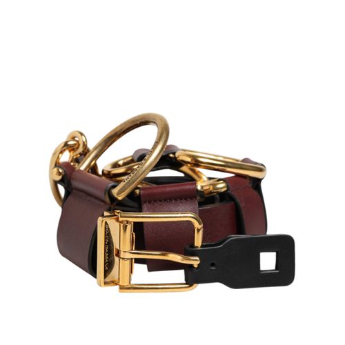 Dolce & Gabbana Bruin Sleutelring Clip Bevestigingen Gesp Riem