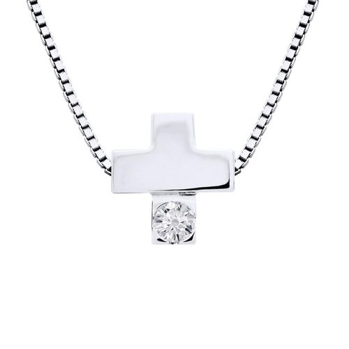 Diamond Necklace CROSS Natural 0.050 Cts 925
