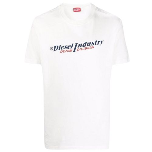 Weisses T-Shirt mit Denim-Logo von Diesel Industry