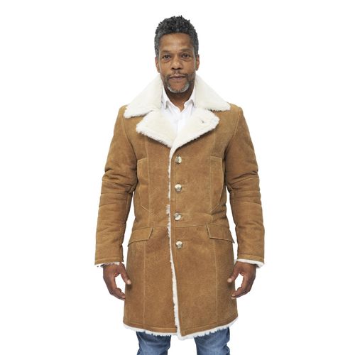 Heren warme schapenvacht trenchcoat-Managua