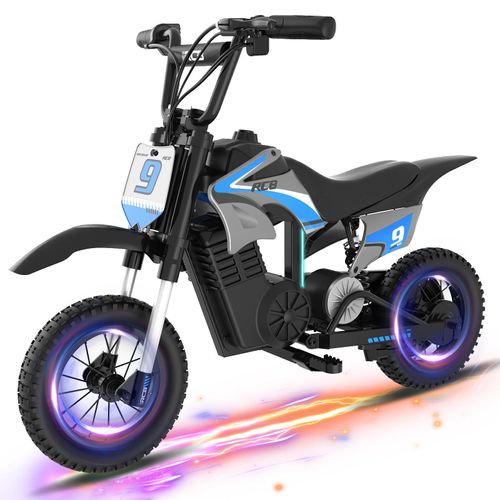 RCB R9X PRO Elektro Motorrad Kinder, Elektromotorrad mit 350W Motor, 16KM Lange Reichweite, Bunte Lichter, Moto Cross für Kinder von4–12 Jahren