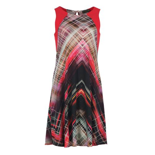 Lebhaftes geometrisches asymmetrisches Kleid