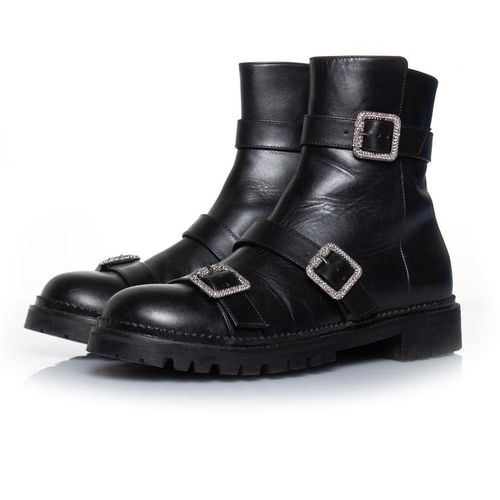 Hank platte juwelen gespschoen enkelboots