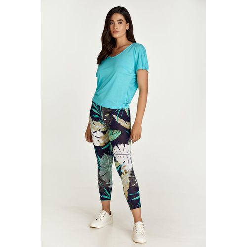 Leggings mit Blattdruck