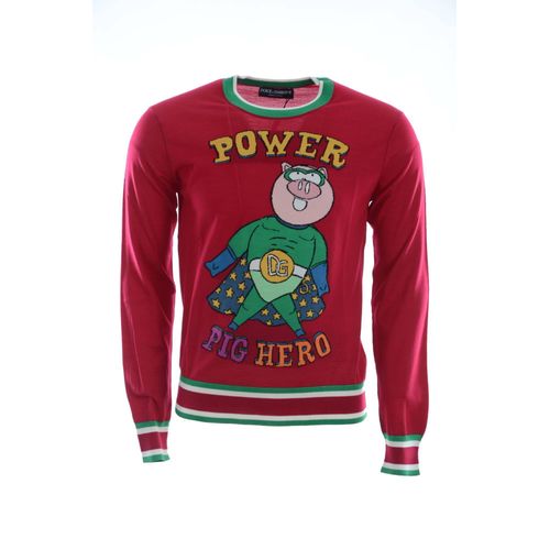 Pull pour homme Dolce & Gabbana Cochon de l'année en laine et soie rouge