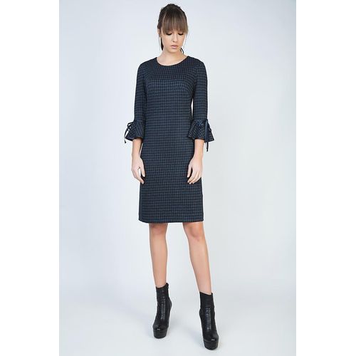 Kariertes Kleid mit Glockenärmeln