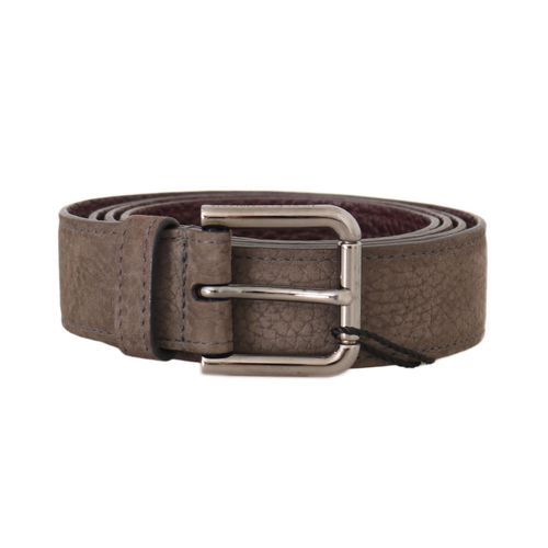 Dolce & Gabbana Beige Hertenleer Riem met Zilveren Logo Gesp