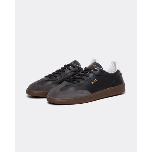 BOSS Orange Brandon heren schoenen van leer en suède met in reliëf aangebrachte logo's