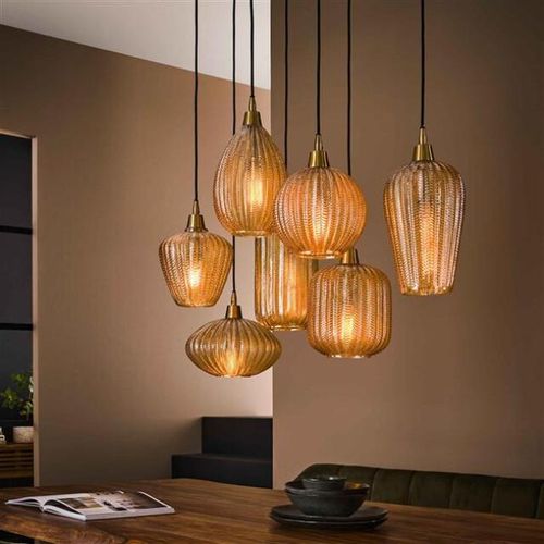 Hoyz Hoyz hanglamp pattern 4+3 lampen glass