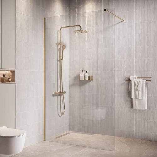 Badplaats Douchewand florida 100 x 200 cm goud – inloopdouche 8 mm