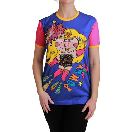 Dolce & Gabbana Damen Lila PIG SUPERGIRL Top Baumwoll-T-Shirt