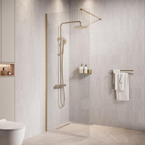 Badplaats Douchewand florida 50 x 200 cm goud – inloopdouche 8 mm