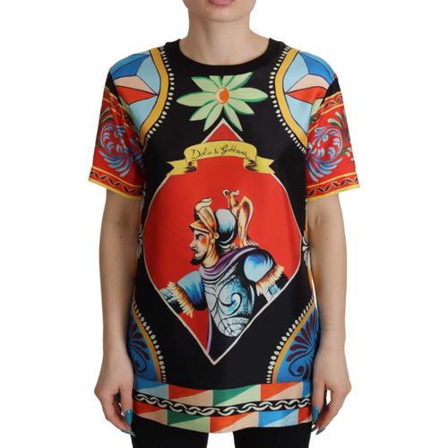 Dolce & Gabbana Multicolor Soldaat Carretto Zijde Top Dames T-shirt