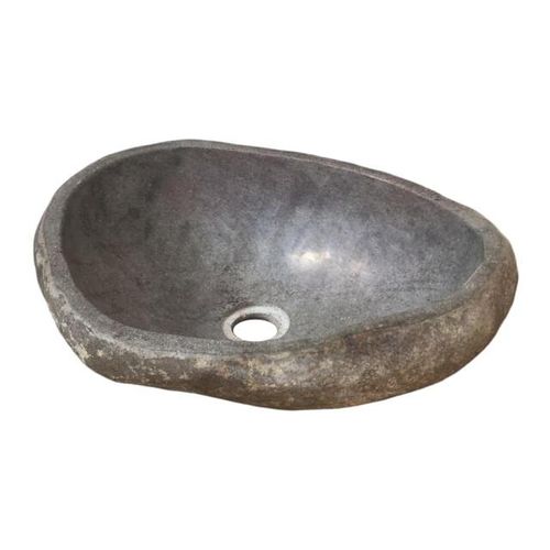 Vtw Living Waskom riviersteen waskom opbouw waskommen natuursteen grijs 40 x 15 cm