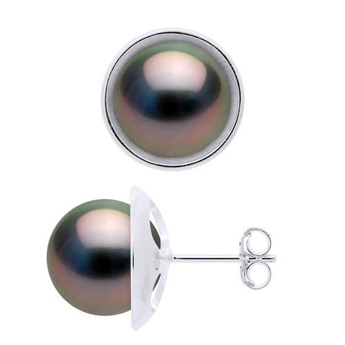Oorbellen - Surroundings Sleek - Prestige - Wit Goud 375 - Echte Cultuur Tahiti Parel Rond 9-10 mm